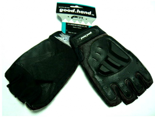 Перчатки с укороченными пальцами, размер XS, черные, с защитными накладками.  для велосипеда