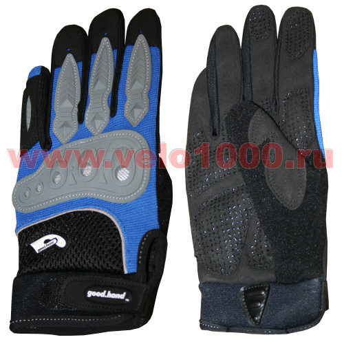 Перчатки полные, XL, синие: верх-эластан с защитными накладками, ладонь-микрофибра с силиконом.  для велосипеда