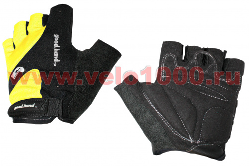 Перчатки с укороченными пальцами, M, черно-желтые: верх-лайкра+неопрен, ладонь-амара+гель+ПУ. для велосипеда