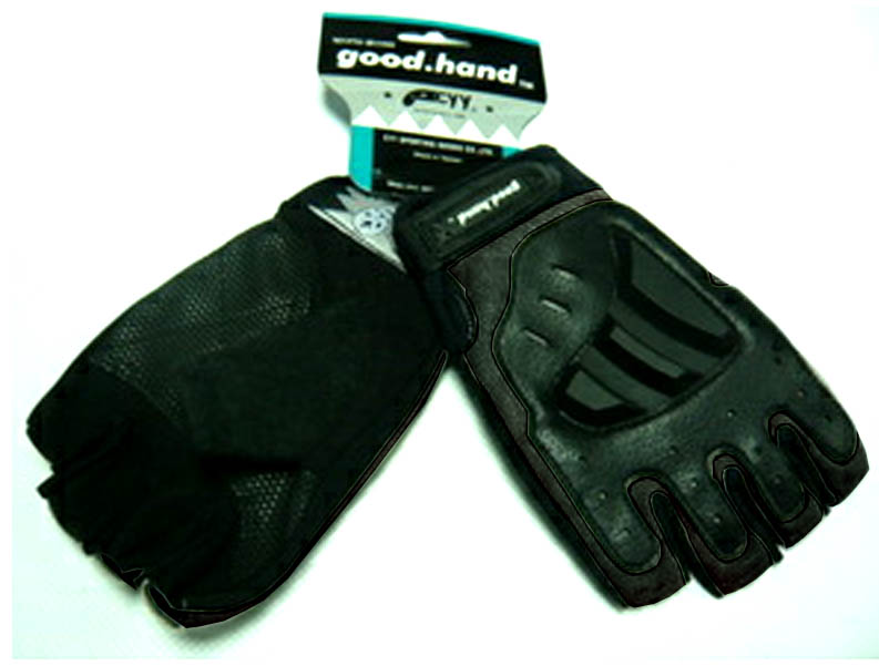 Перчатки с укороченными пальцами, размер S, черные, с защитными накладками. 