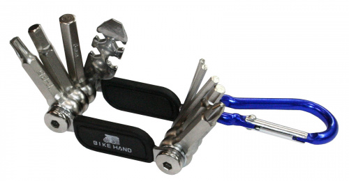 Ключи-шестигранники в ноже, с карабином+ключ-звездочка+спицевые ключи 3.2/3.3/3.5мм+отвёртка. для велосипеда