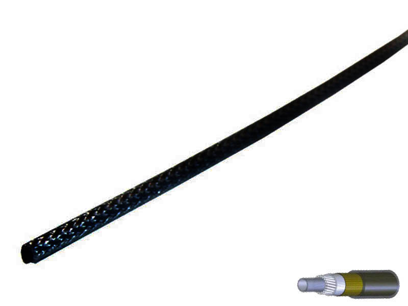 Оплетка троса торм черная, Ø5мм, продольное армирование, тефлон внутри, кевлар снаружи, бокс 25м.