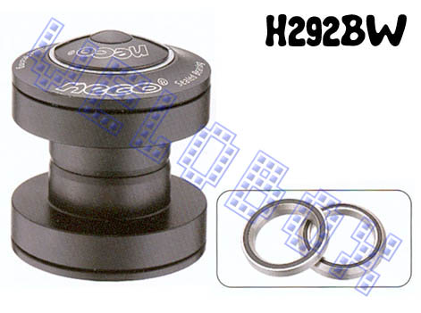 Рулевая колонка 1-1/8" A-Head, чашки алюм, промп N6807RS, основание сталь, черная, инд уп.