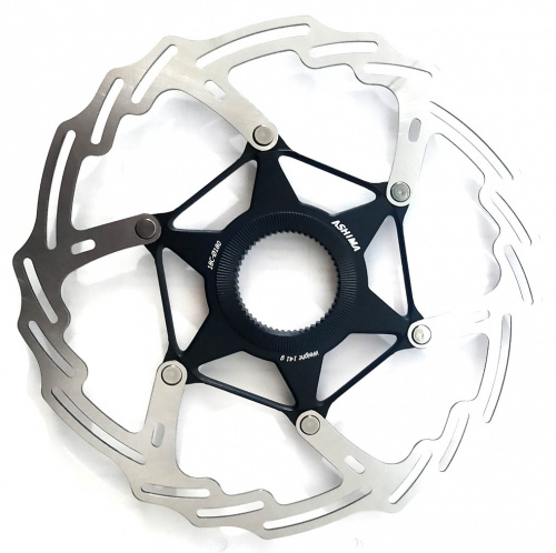 Ротор Ø160мм, нерж сталь, под centerlock, на AL7075 чёрном пауке, 122г, инд уп. для велосипеда