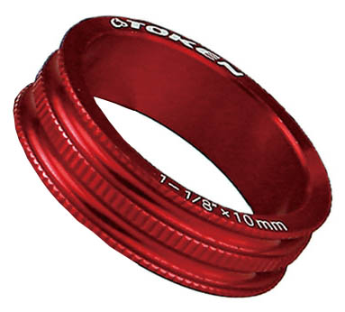 Кольцо красное на шток вилки 1-1/8", "С"-профиль, 10мм, алюм, 1шт.