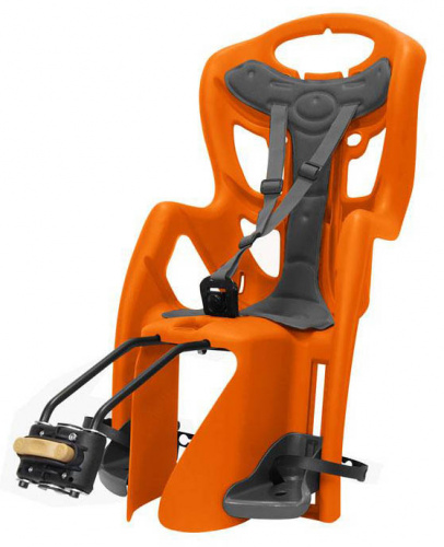 Кресло детское заднее, на раму, оранжевое. для велосипеда