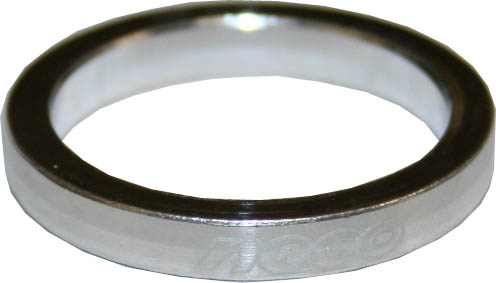 Кольцо проставочное на рулевую колонку 1-1/8", 5мм, алюм, серебристое.