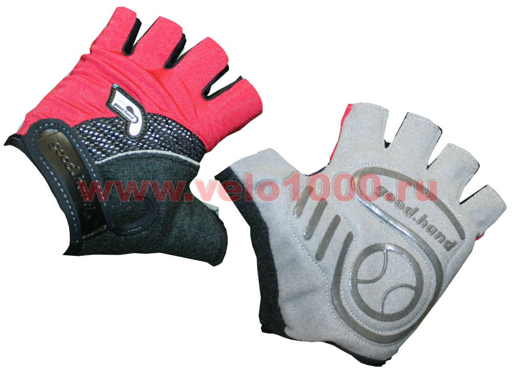 Перчатки с укороченными пальцами, размер S, черно-красные: верх-лайкра, ладонь-амара+полиуретан.